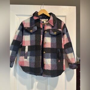 Treasure & Bond Kids Plaid Jacket - Pink, Black, and Gray